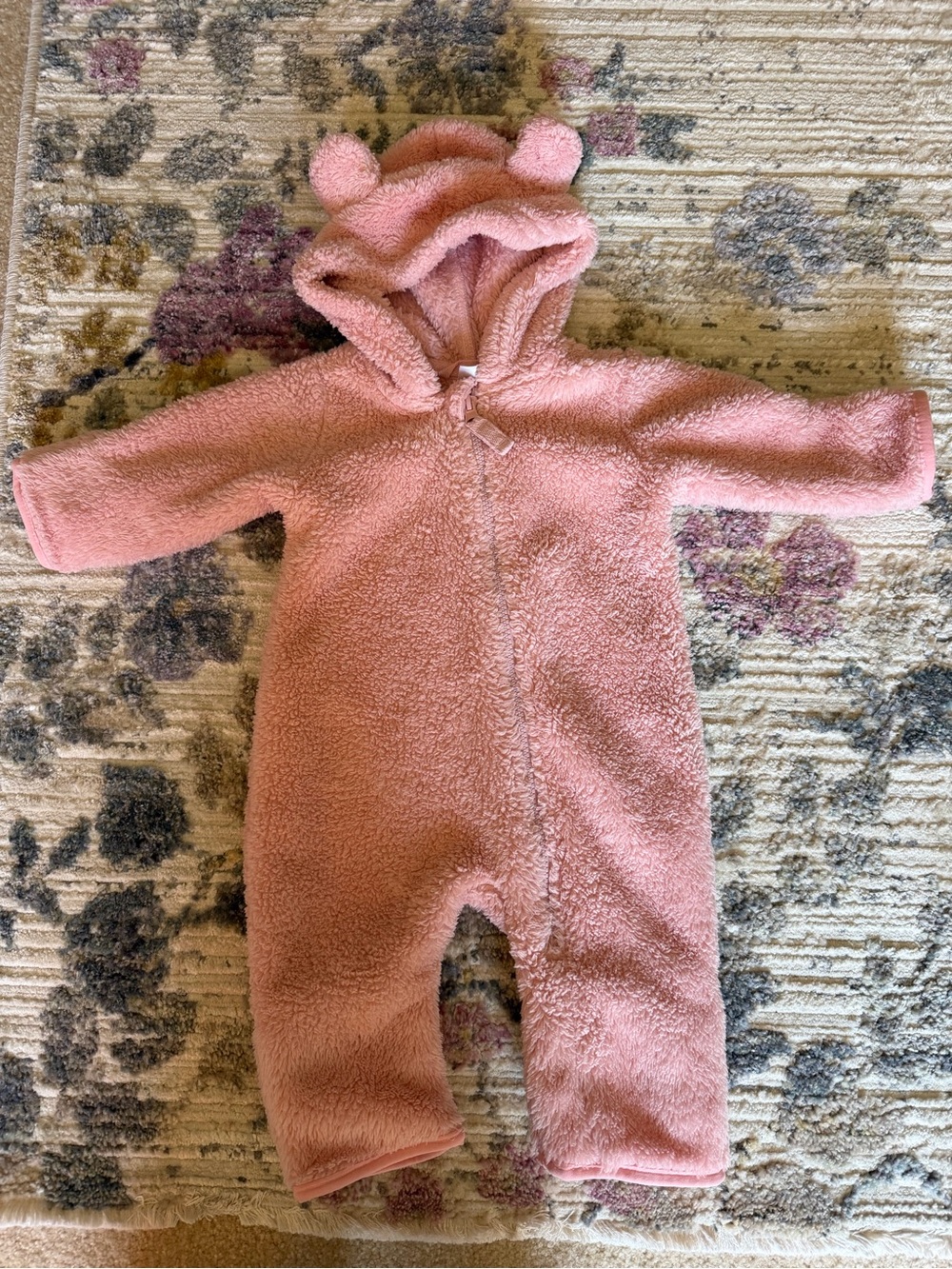 Hanna Andersson infant 3-6mo Cozy Pink Teddy Hooded romper One-Piece for Kids